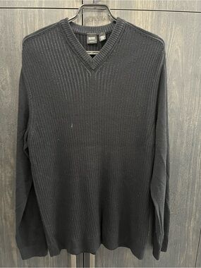 Hugo Boss Black V-Neck Ribbed Knit Sweater